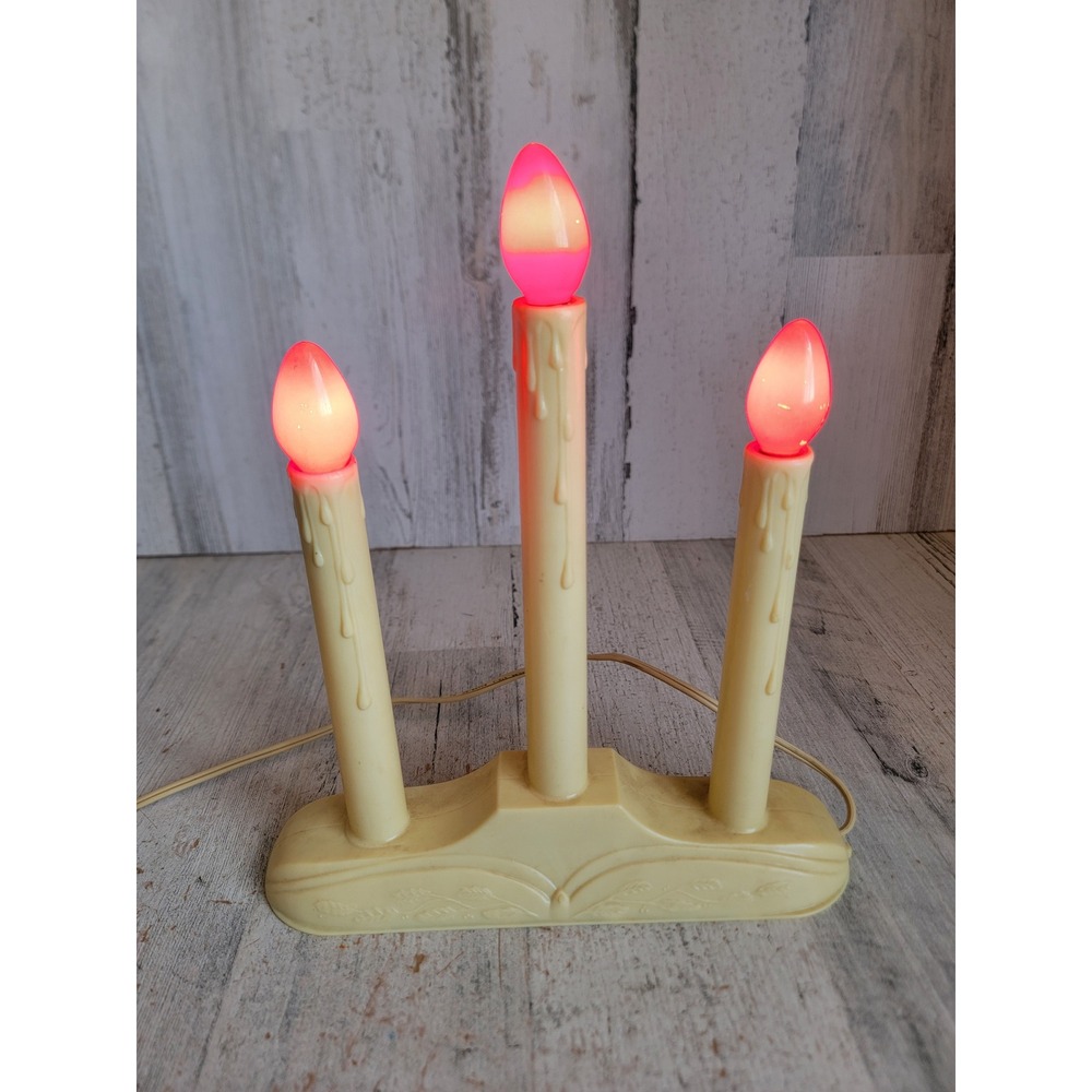 Vintage candle light up Xmas display Unique Home decor Orange bulb flame